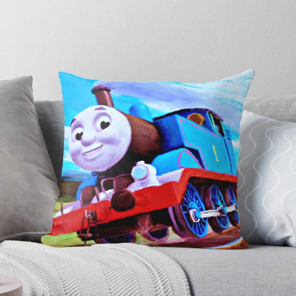 Thomas the Train children's pillow featuring the iconic blue tank engine from the beloved Thomas & Friends series