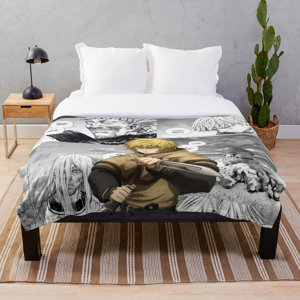 Thorfinn Plush Blanket - Vinland Saga Anime Inspired Medieval Warrior Bedding