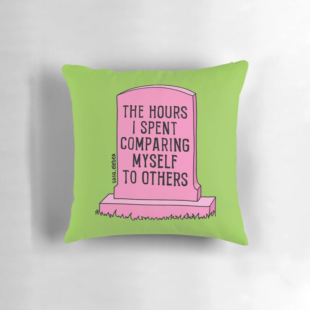 Hours" inspirational pillow with heartfelt love and relationship quotes by artist Sasa Elebea