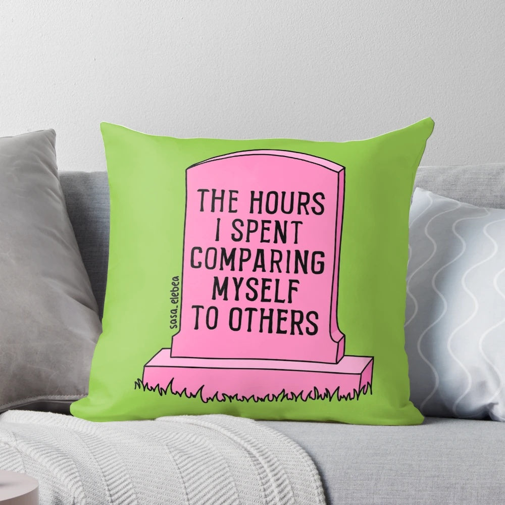 Hours" inspirational pillow with heartfelt love and relationship quotes by artist Sasa Elebea