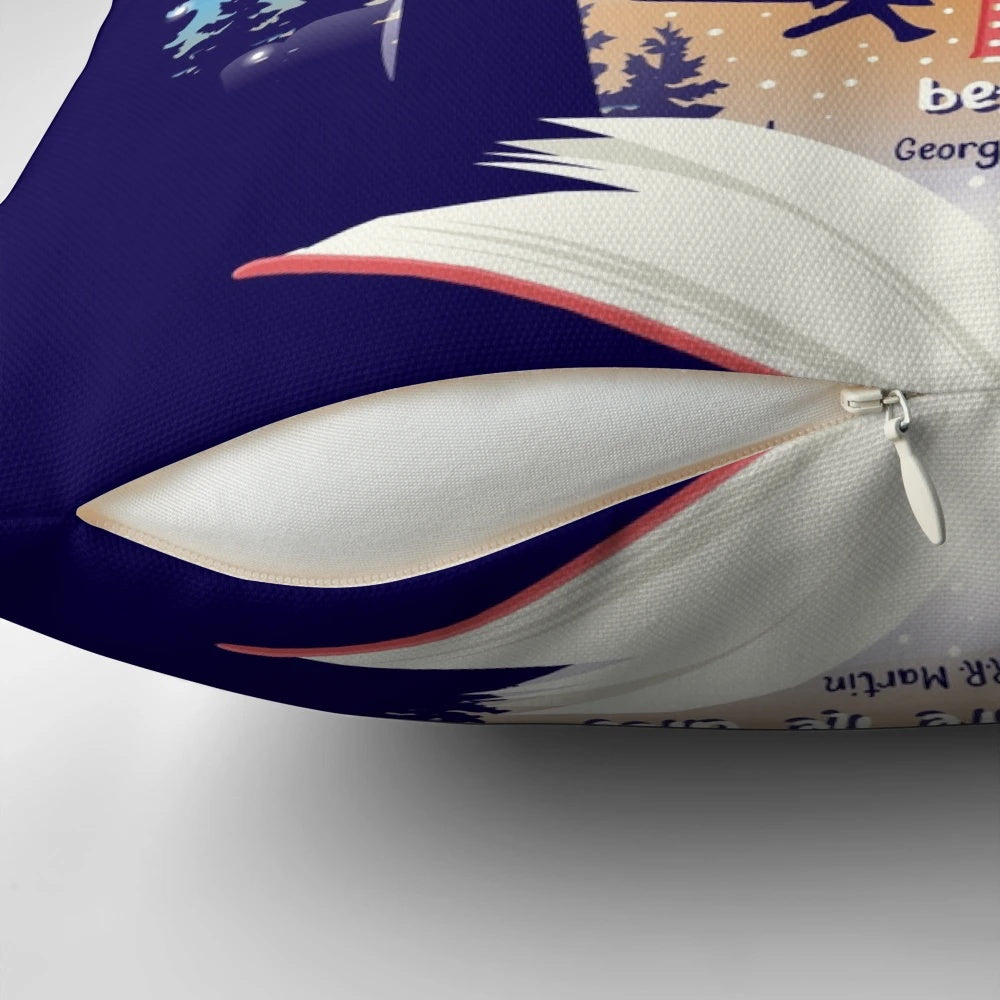 "Thousand Lives Pillow featuring a minimalist book design"