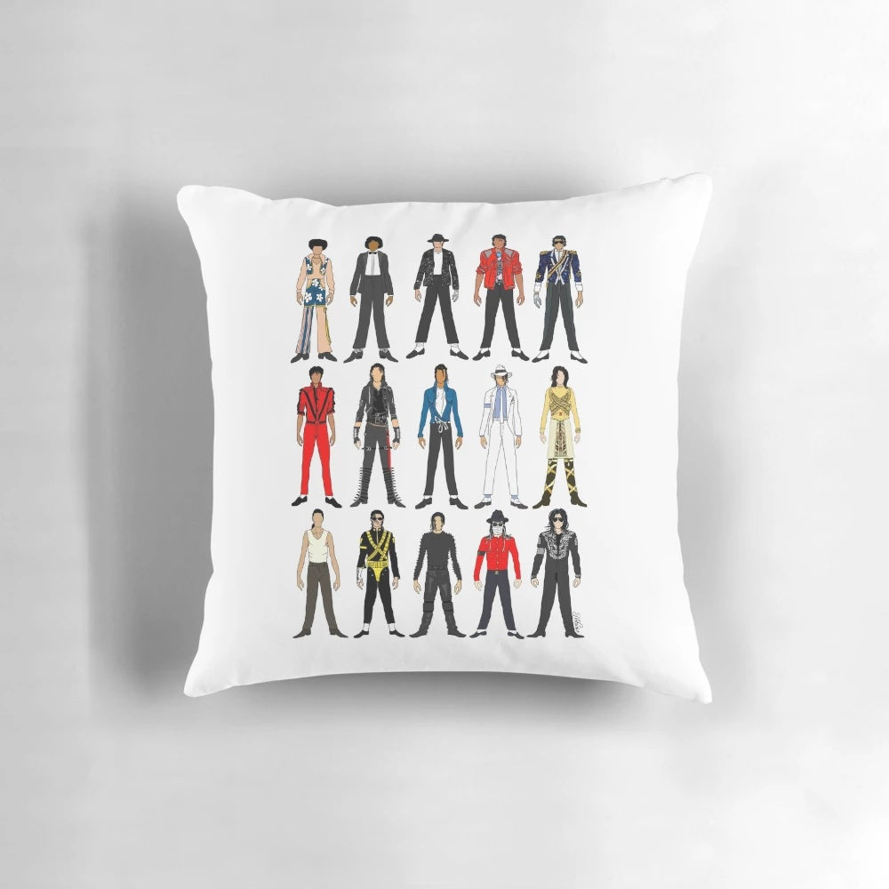 Pillow featuring a pop music fashion design inspired by thriller night and emo style.