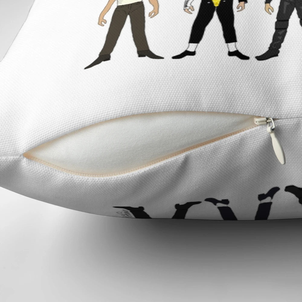 Pillow featuring a pop music fashion design inspired by thriller night and emo style.