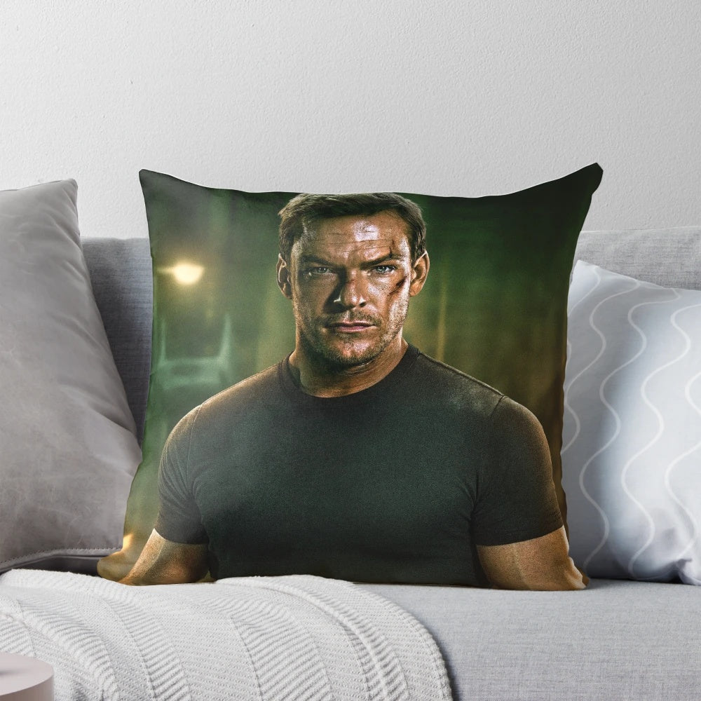 Jack Reacher-themed decorative pillow with action and suspense book series design