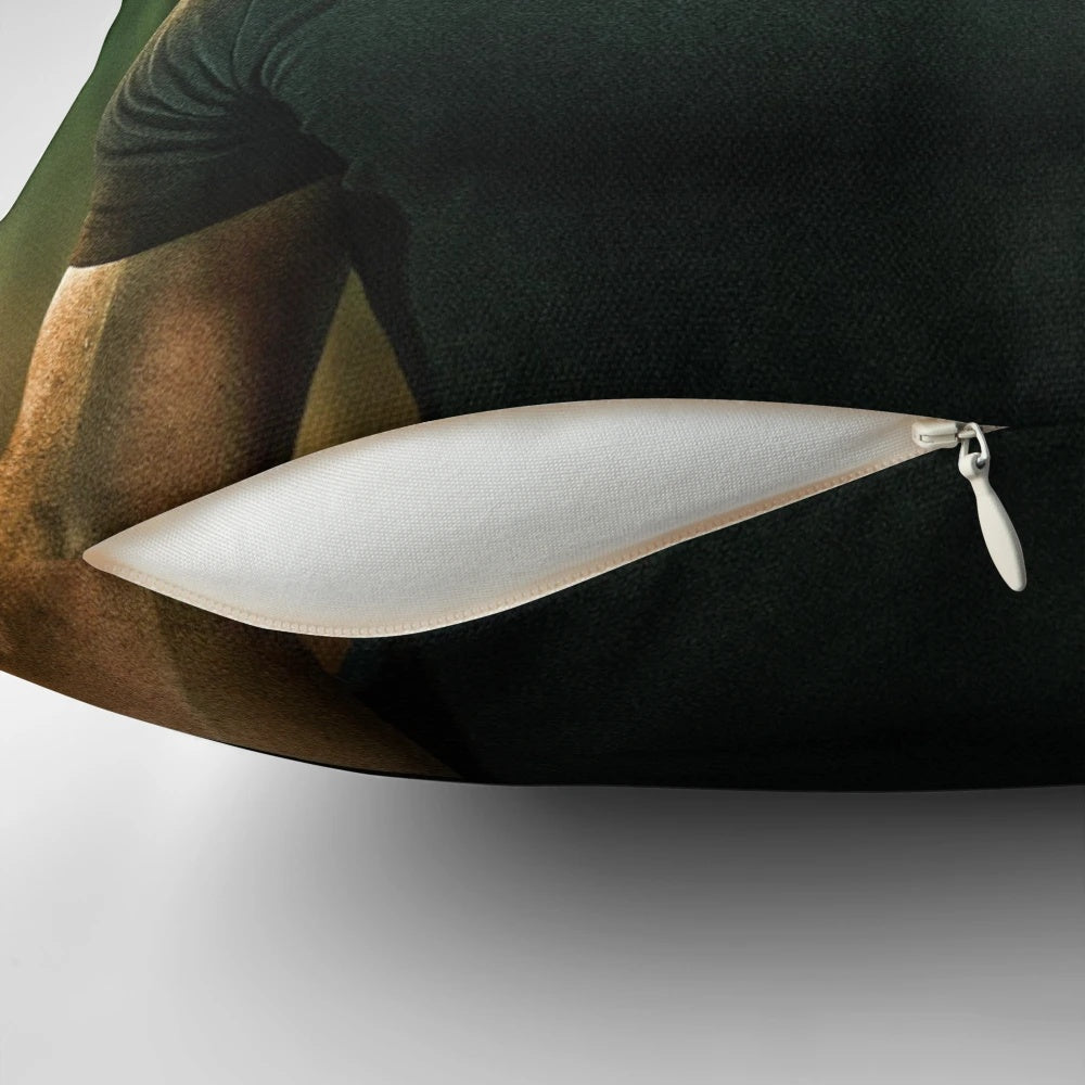 Jack Reacher-themed decorative pillow with action and suspense book series design