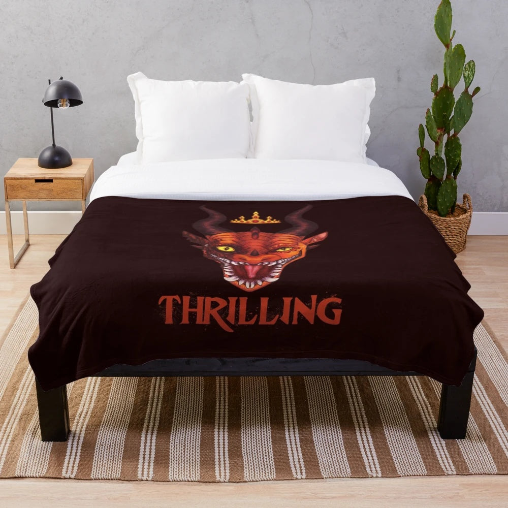 Thrilling dragon plush blanket with Scarlet two-face design