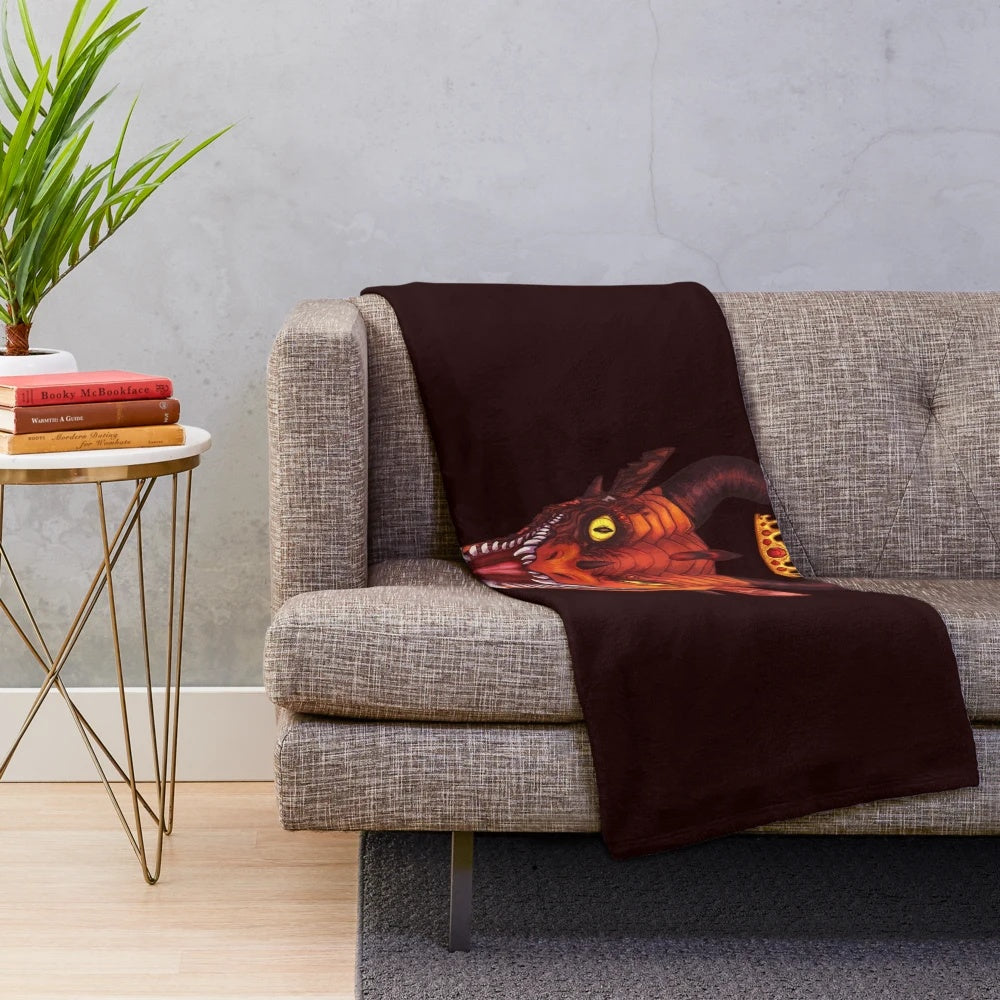 Thrilling dragon plush blanket with Scarlet two-face design