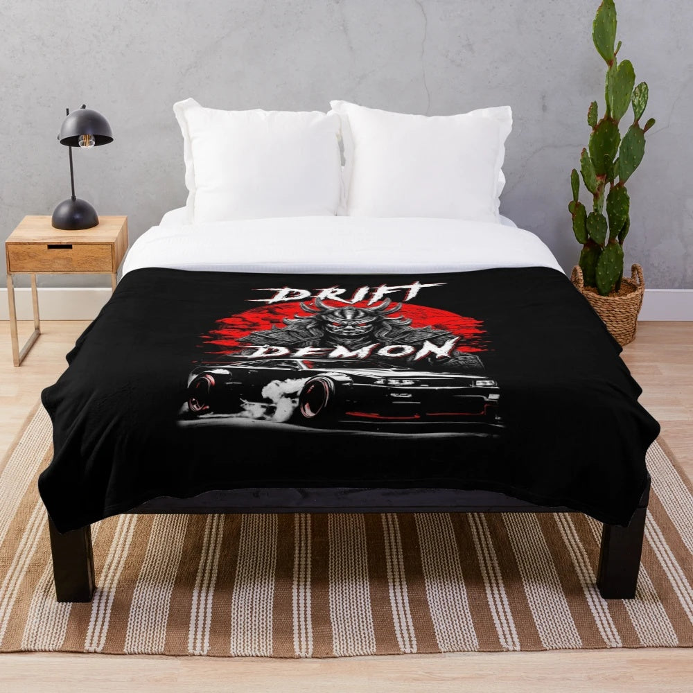 Drift Demon Samurai JDM Car Drifting Phonk Music Trash Gang Japan Style Plush Blanket