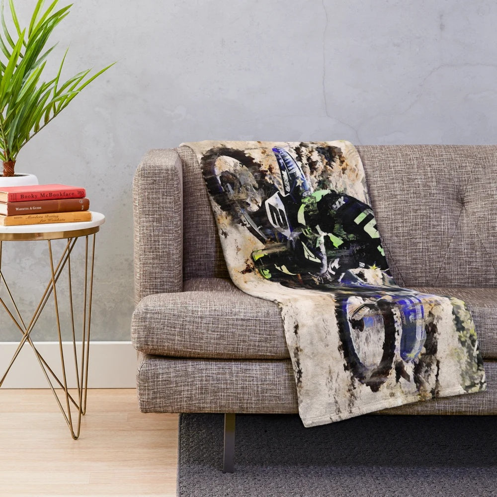 Motocross rider plush blanket