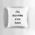 Throne of Glass "Fire-Breathing B*tch-Queen" Pillow featuring Celaena Sardothien, the heroine of the fantasy novel series.