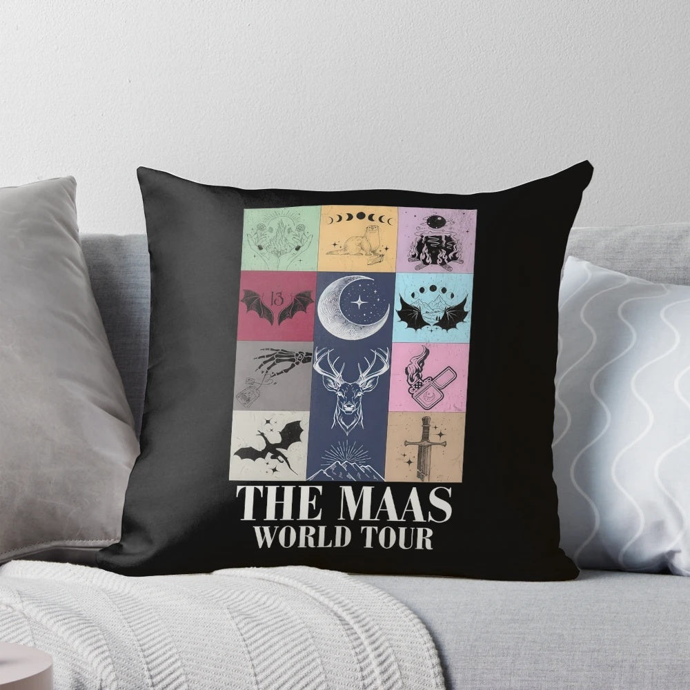 Throne of Glass inspired pillow featuring characters from the fantasy series by Sarah J. Maas.