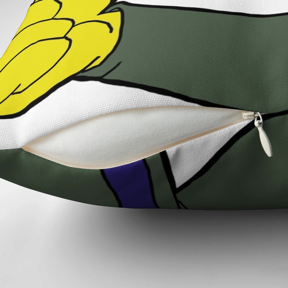 A pillow featuring the thumbs up meme of Lenny from The Simpsons.