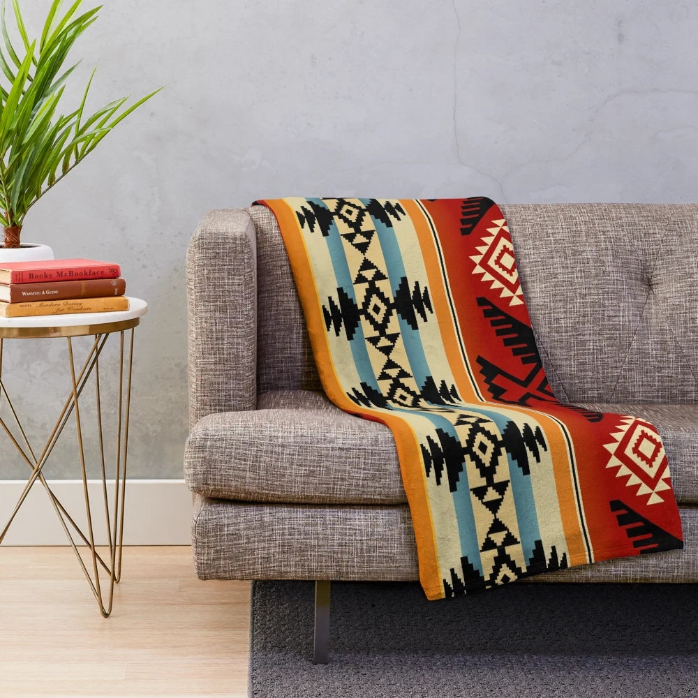 Thunderbird-inspired native american pattern plush blanket