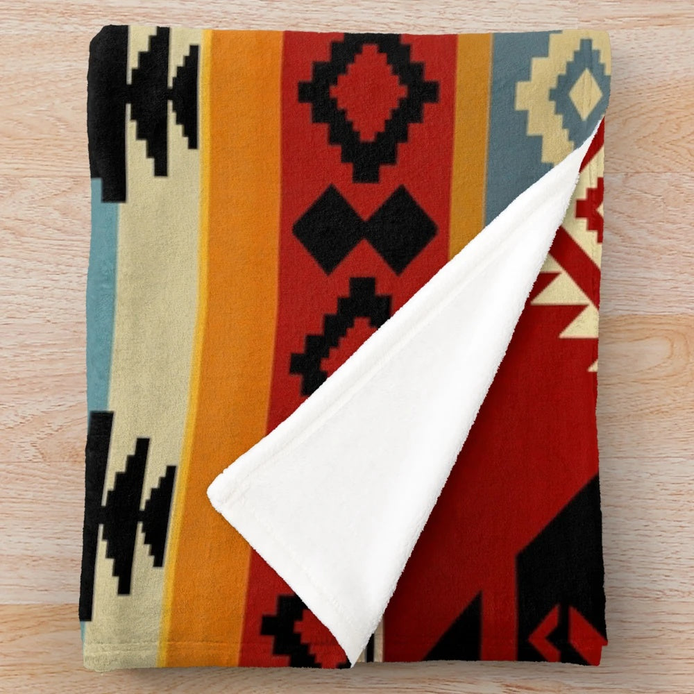 Thunderbird-inspired native american pattern plush blanket