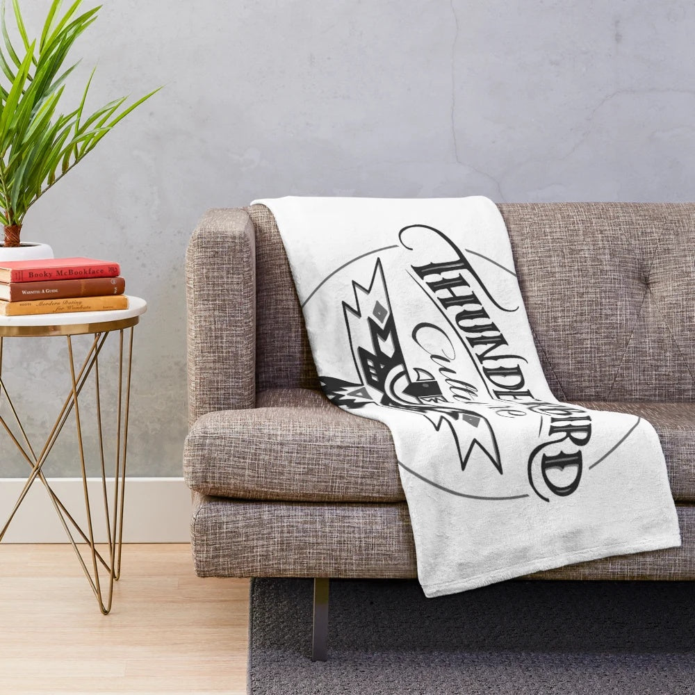Ford Thunderbird inspired plush blanket with classic car emblem