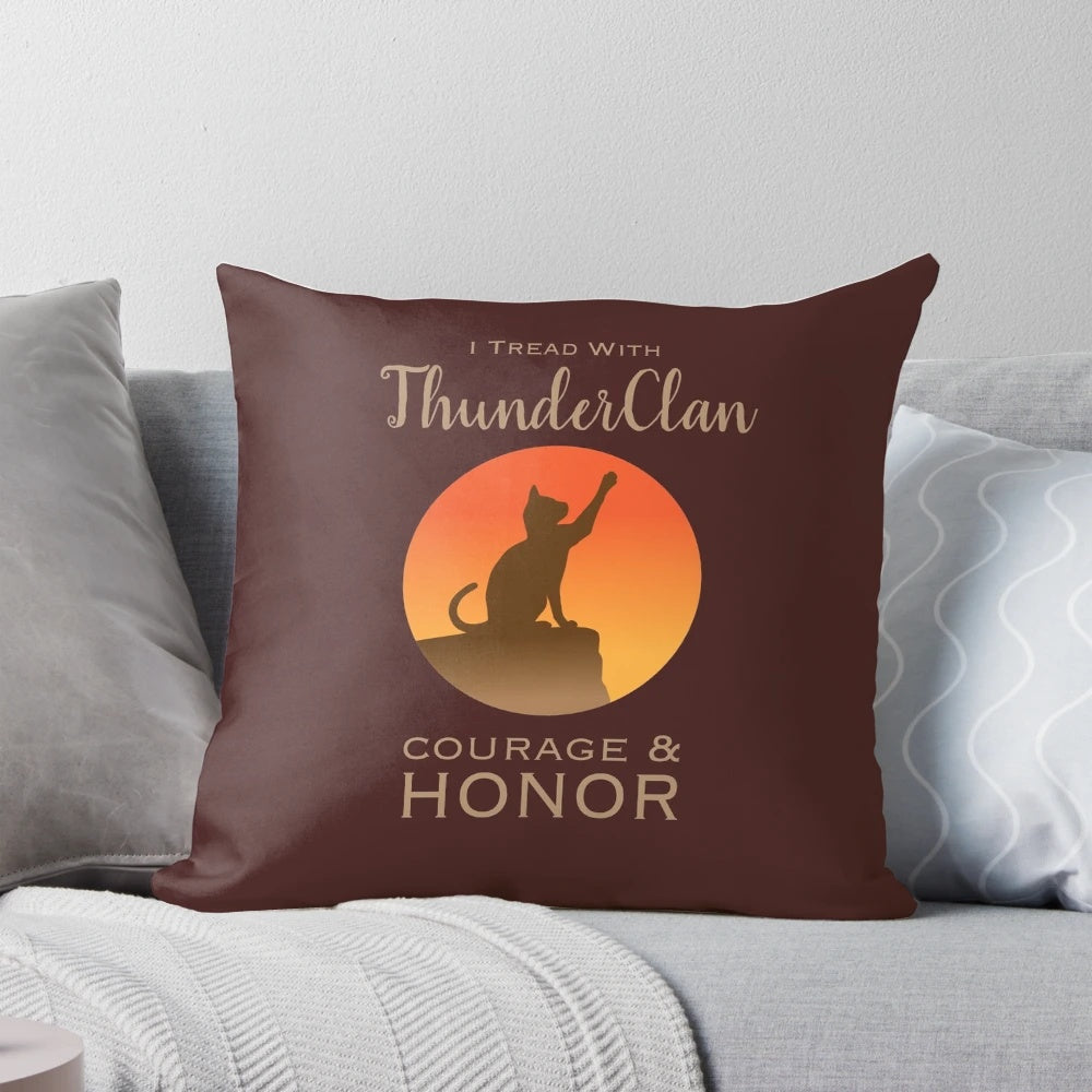 Thunderclan-inspired pillow featuring cat designs for animal lovers