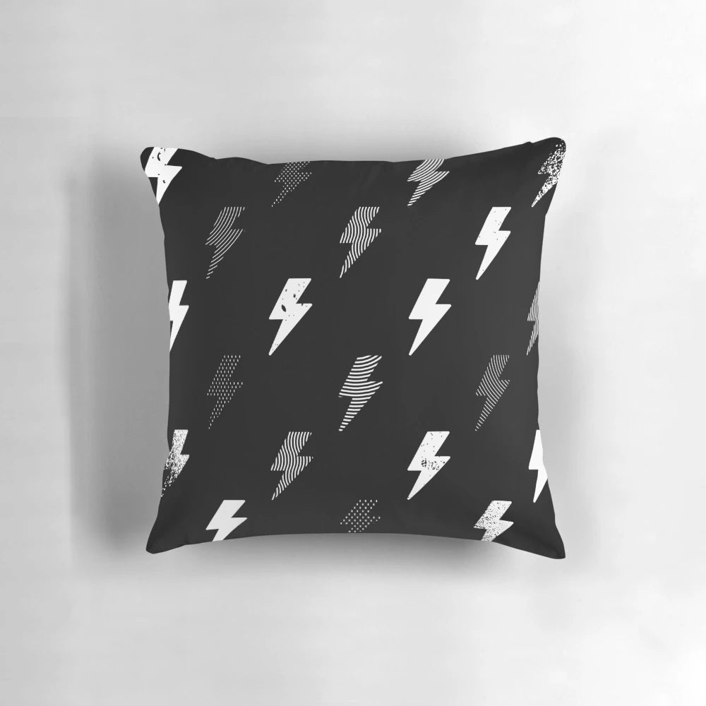 Stylish black and white geometric thunder pattern pillow for modern home decor