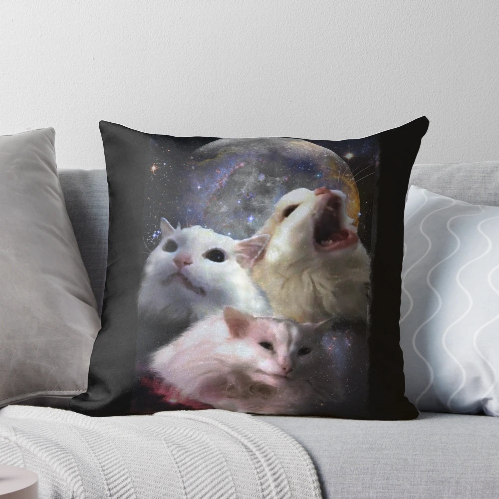 Thurston Moon Cats Pillow - Soft, plush pillow featuring the iconic screaming cat meme