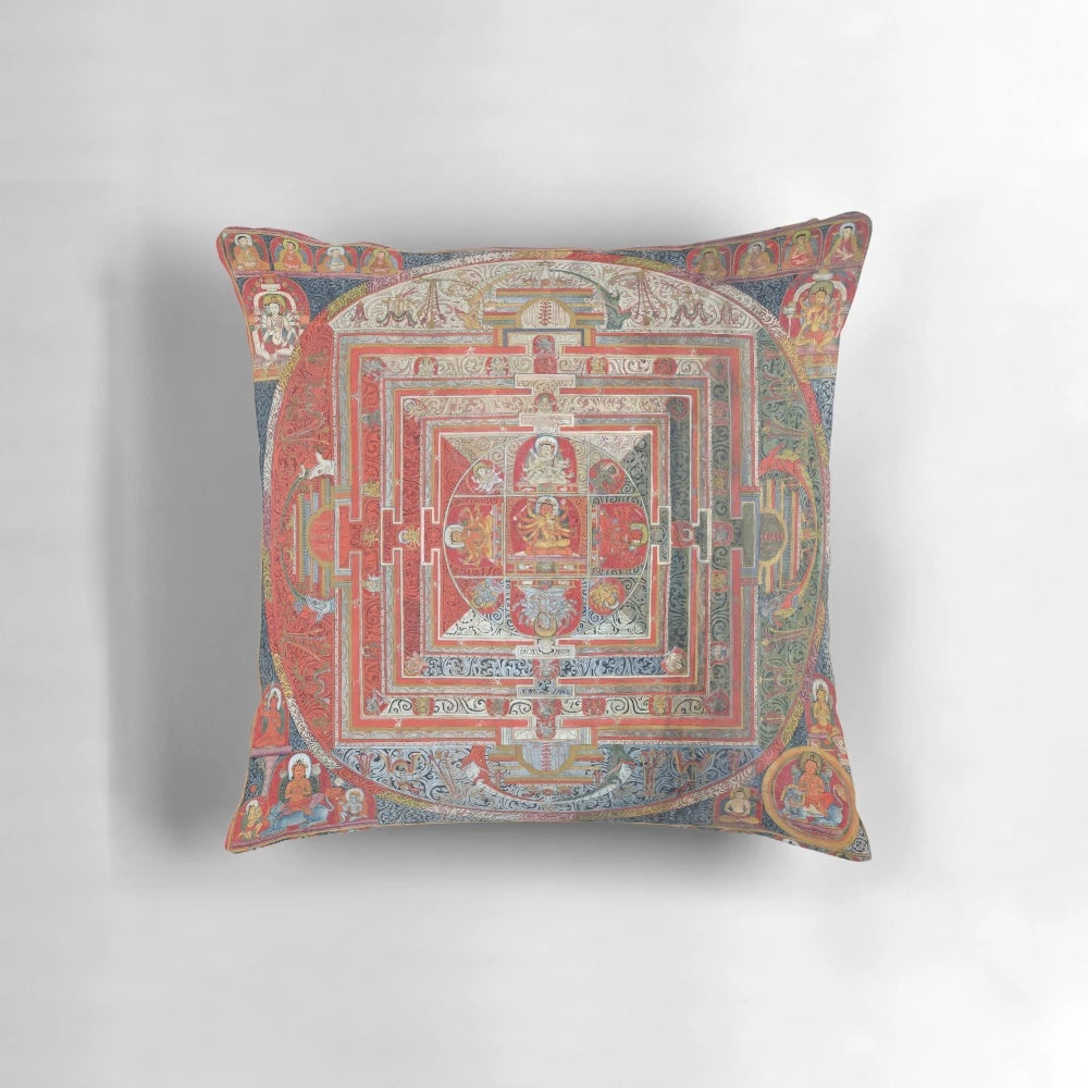 Manjushri Tibetan Buddhist Deity Mandala Thangka Reproduction Pillow