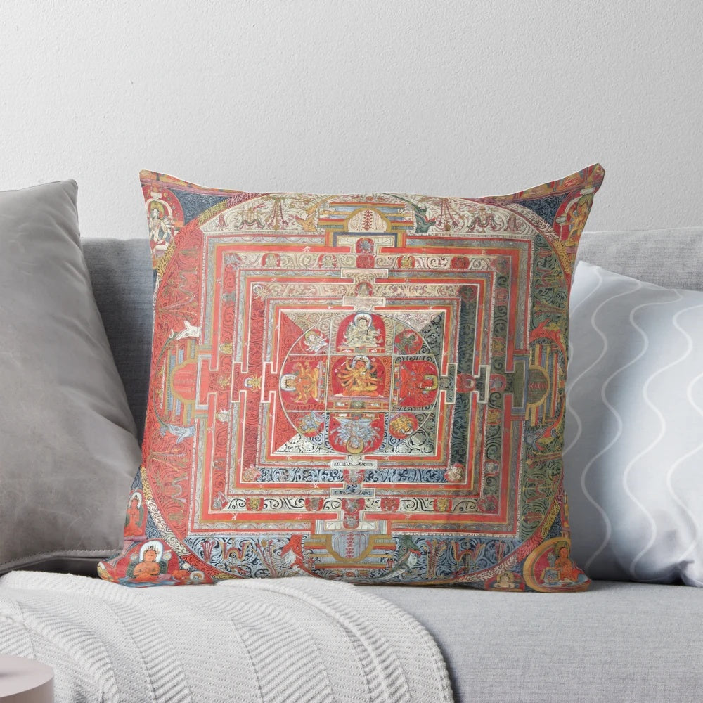 Manjushri Tibetan Buddhist Deity Mandala Thangka Reproduction Pillow