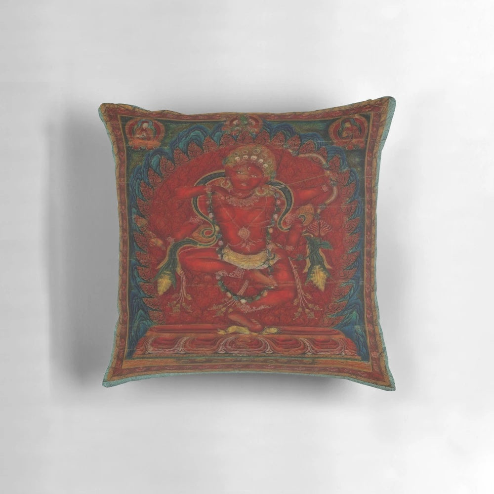 Tibetan Buddhist Goddess Kurukulla Pillow depicting the red dakini deity