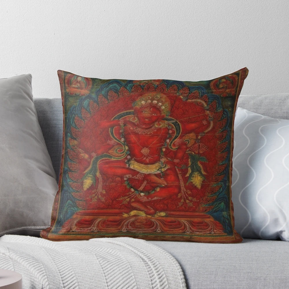 Tibetan Buddhist Goddess Kurukulla Pillow depicting the red dakini deity