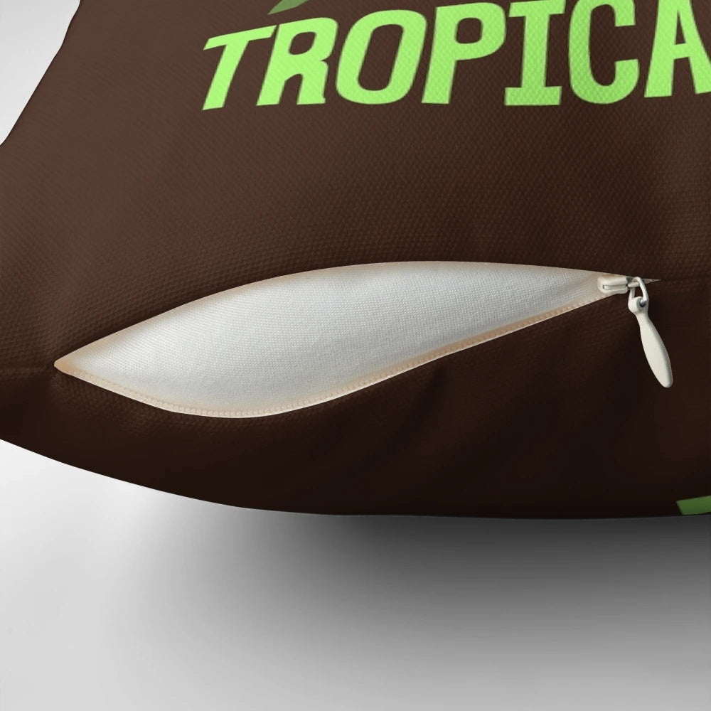 Tiki Room tropical hideaway pillow featuring tropical birds and tiki decor