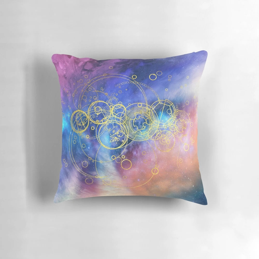 Time Lord Writing Pillow with Gallifreyan Vortex Hues Design for Doctor Who Fans