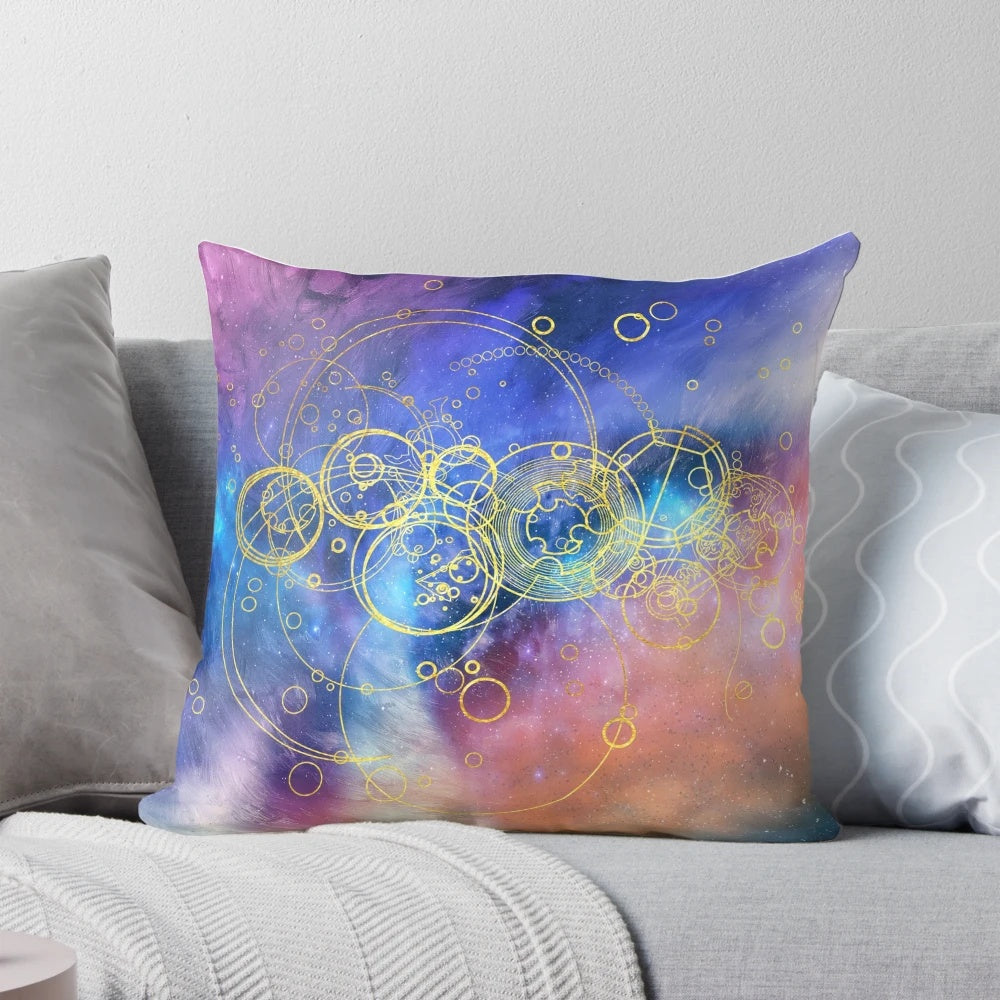 Time Lord Writing Pillow with Gallifreyan Vortex Hues Design for Doctor Who Fans