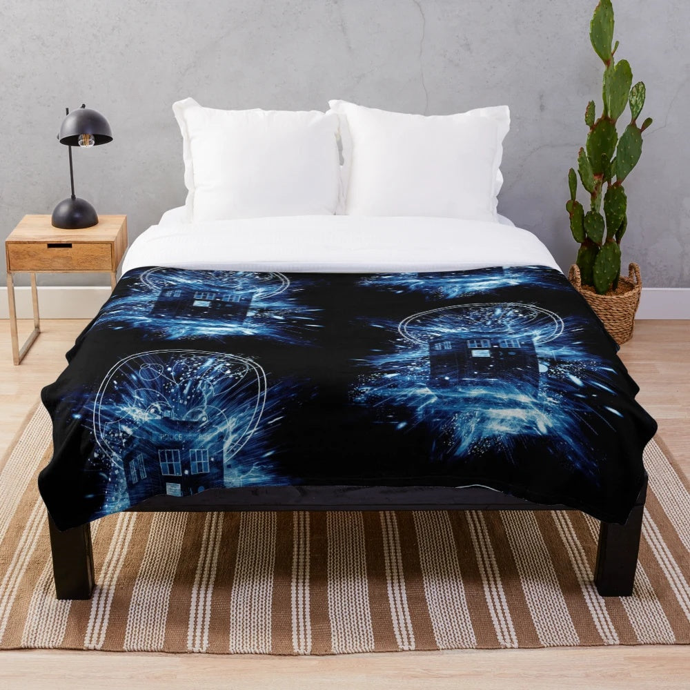 Time Storm Plush Blanket featuring the iconic TARDIS from Doctor Who