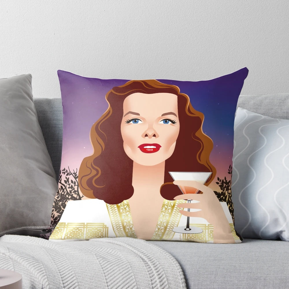 Soft, plush pillow featuring Alejandro Mogollo's renowned comedy artwork