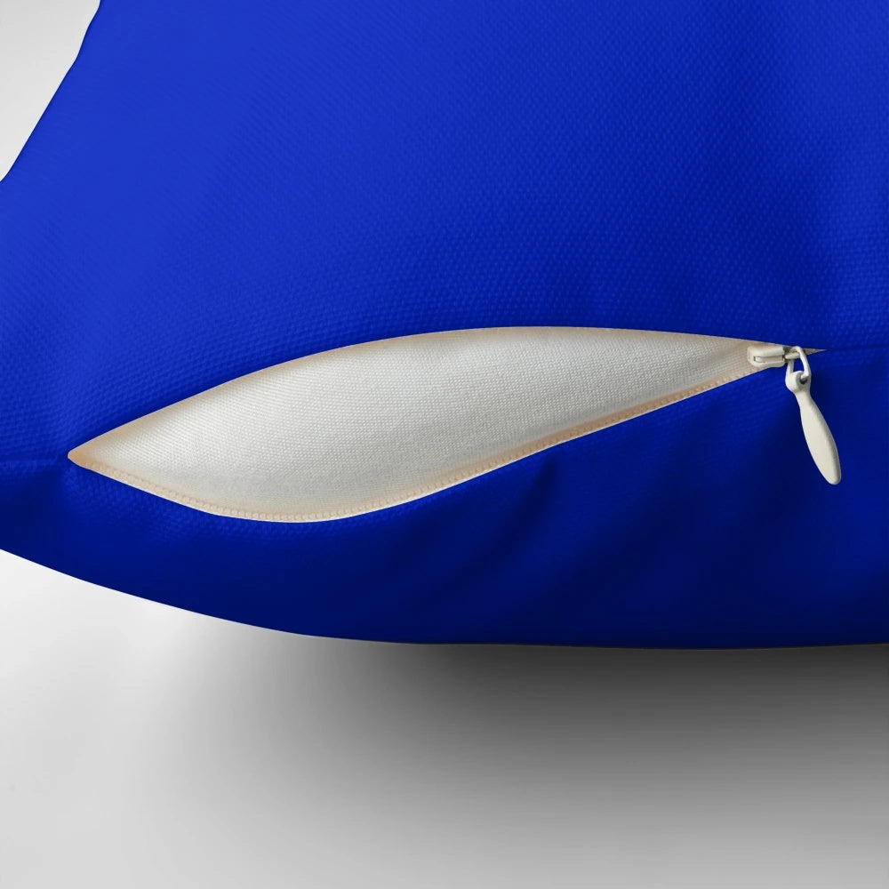 Luxurious deep blue designer pillow with a solid cobalt blue color