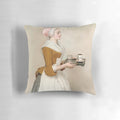 Pillow featuring the classic pastel painting "The Chocolate Girl" by renowned Swiss artist Jean-Etienne Liotard