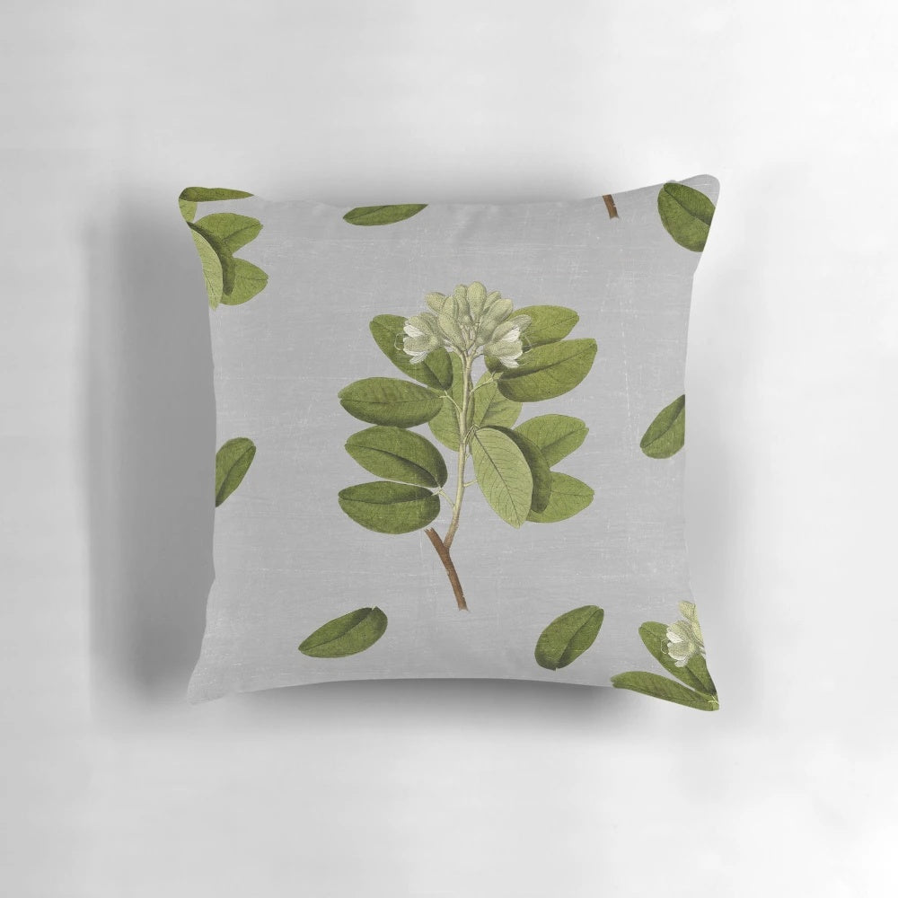 Beautifully crafted garden pillow featuring a vintage-inspired collage of vibrant flowers and lush leaves.