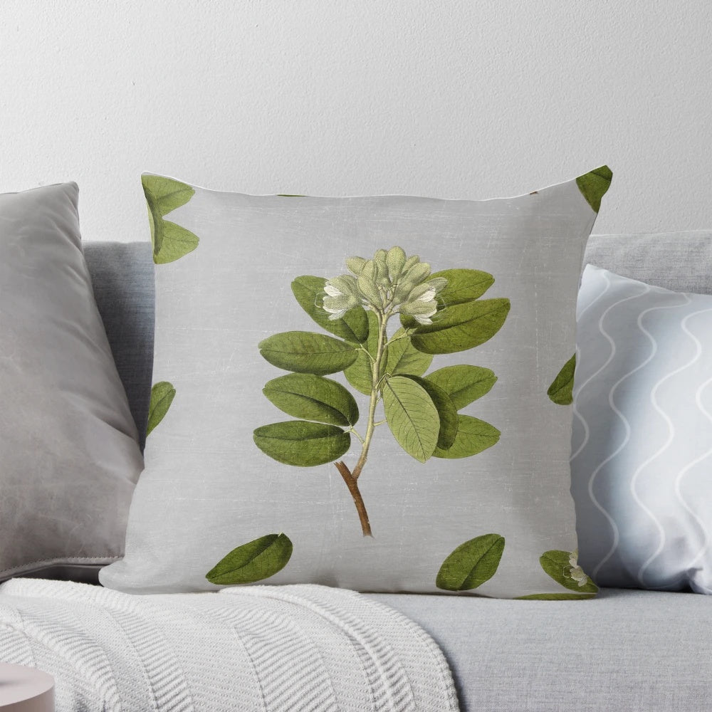 Beautifully crafted garden pillow featuring a vintage-inspired collage of vibrant flowers and lush leaves.