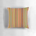 Neutral-colored striped throw pillow with an abstract, old school pattern