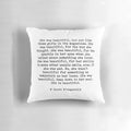 Decorative pillow featuring the 'She Was Beautiful' quote from F. Scott Fitzgerald's 'The Great Gatsby