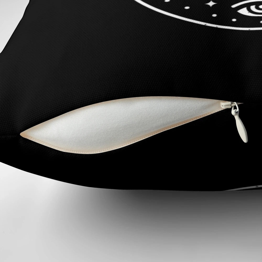 White pillow with a timeless hourglass and quote design, perfect for bedrooms and home decor.