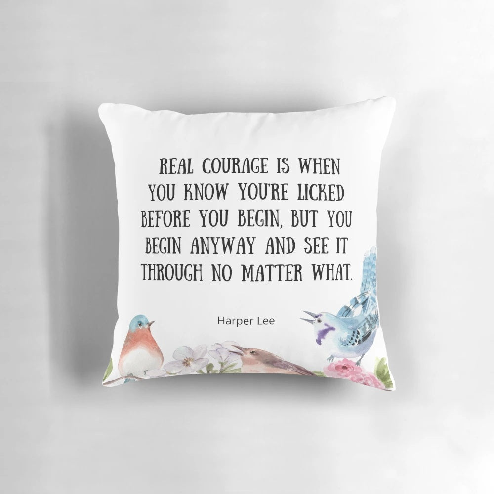 To Kill a Mockingbird" quote pillow featuring the iconic words of Atticus Finch
