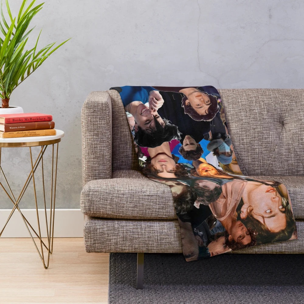 Timothée Chalamet inspired photo collage plush blanket