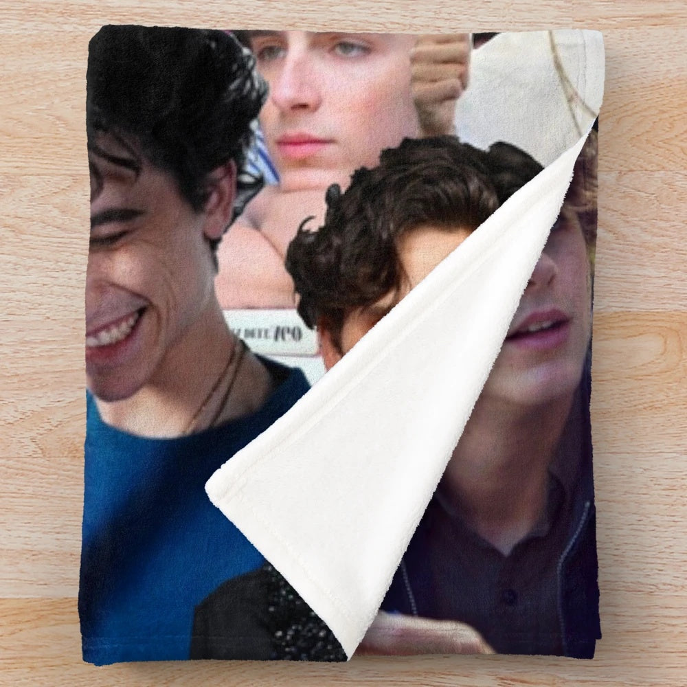 Timothée Chalamet inspired photo collage plush blanket