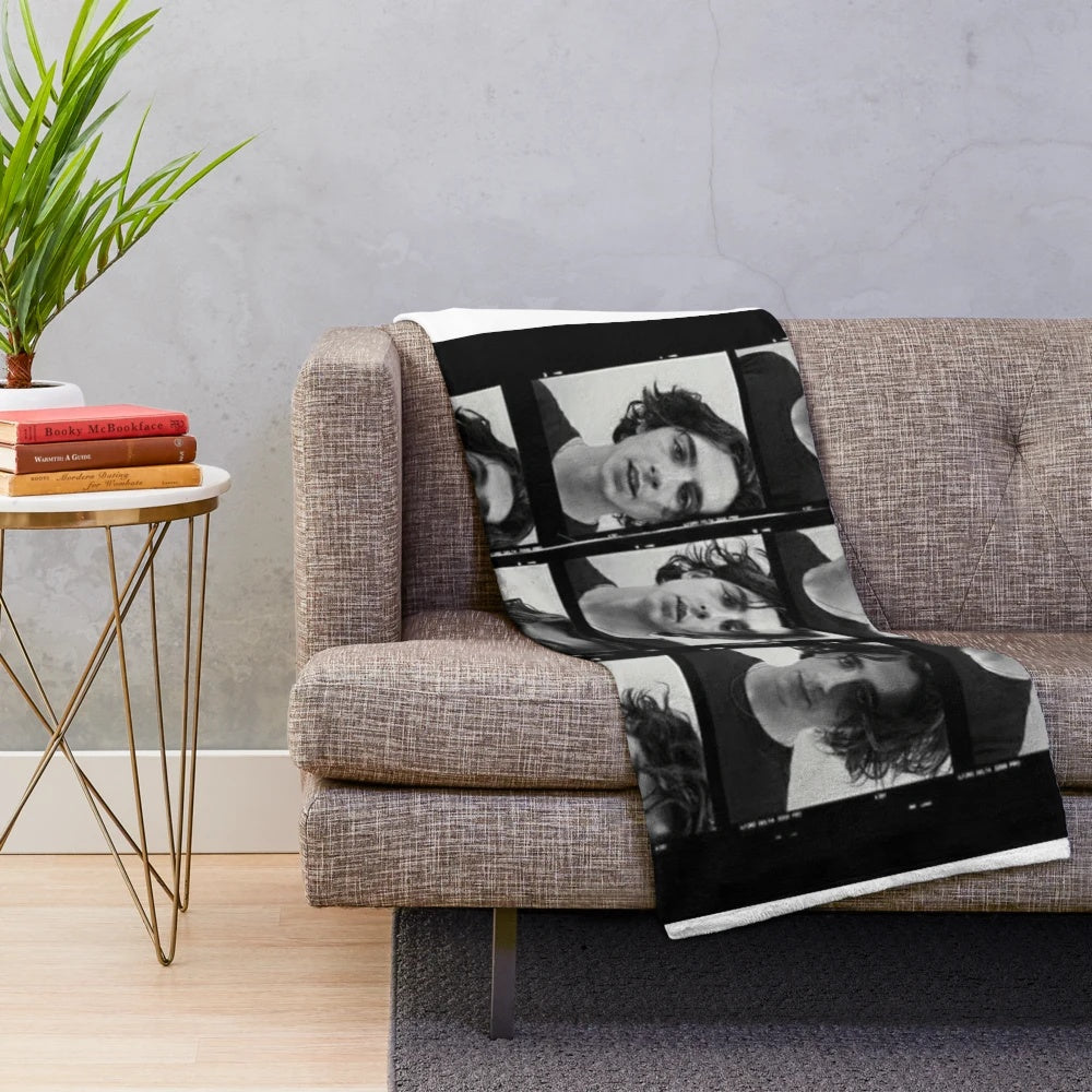 Timothée Chalamet inspired plush blanket with collage of the actor