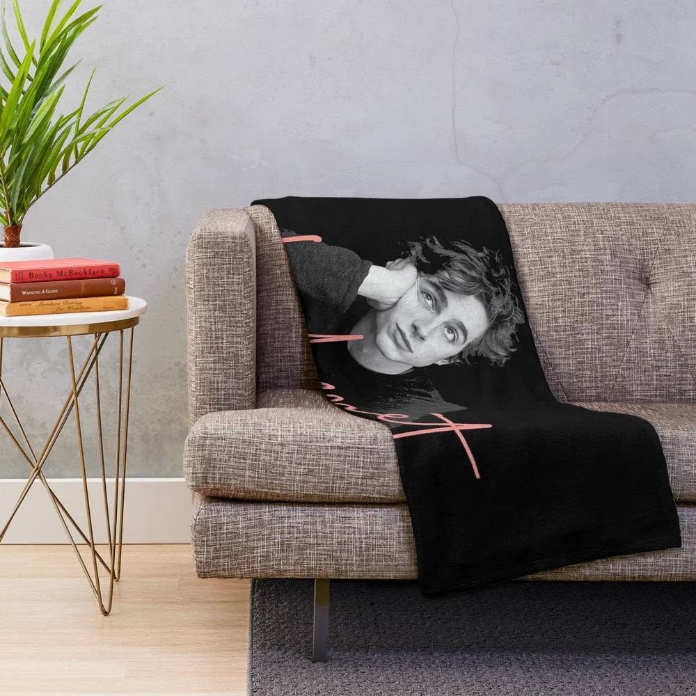 Timothée Chalamet inspired plush blanket featuring a collage of images