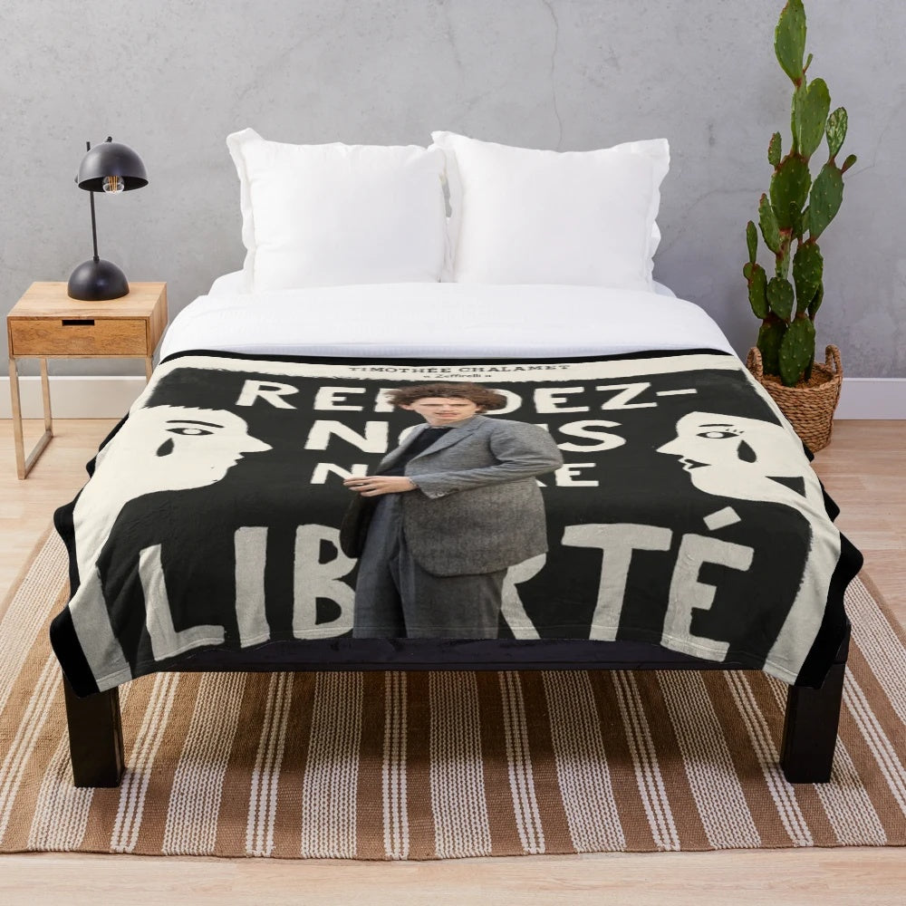 Timothée Chalamet as Zeffirelli in The French Dispatch inspired plush blanket