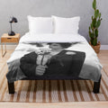 Timothee Chalamet inspired black and white plush blanket