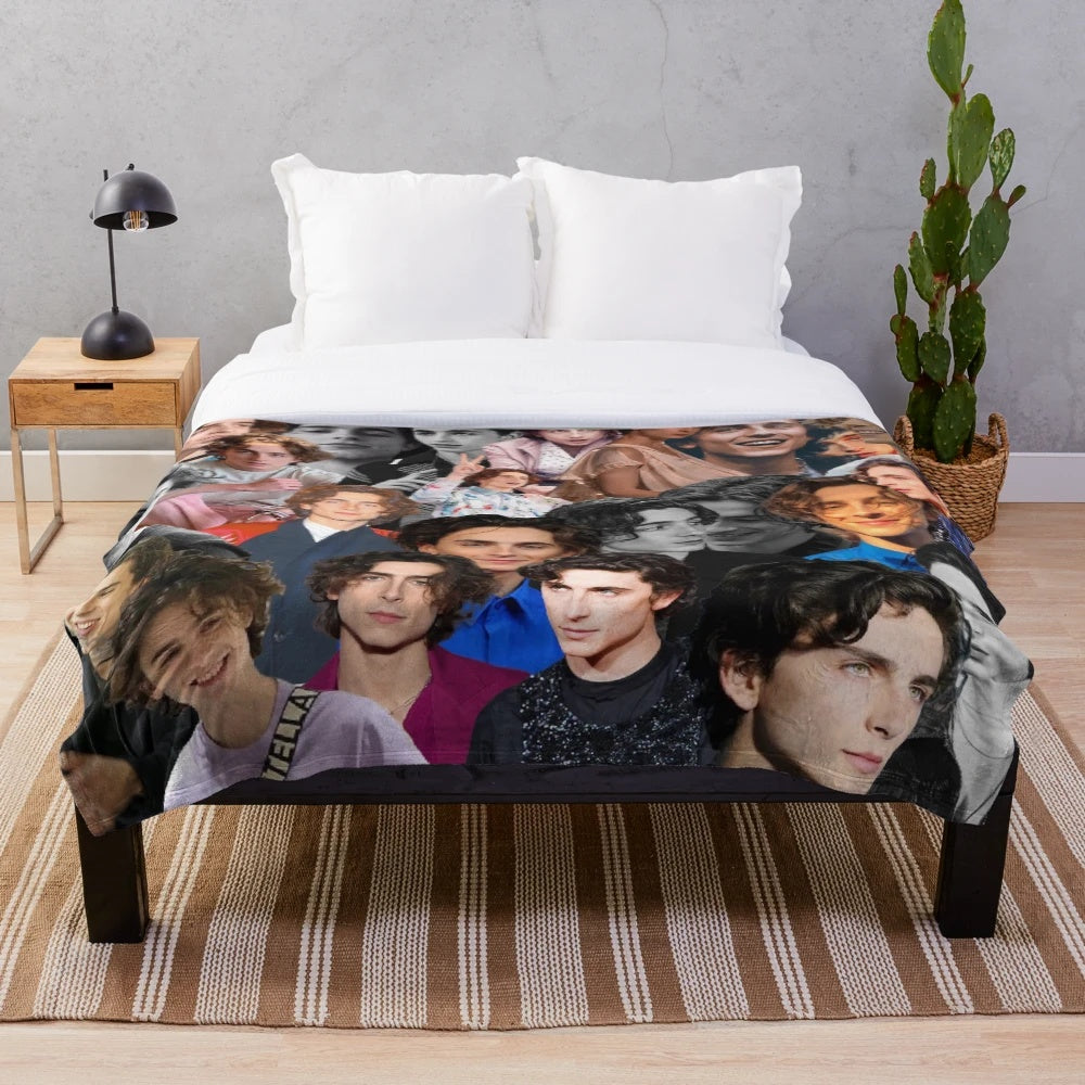Timothee Chalamet collage plush blanket
