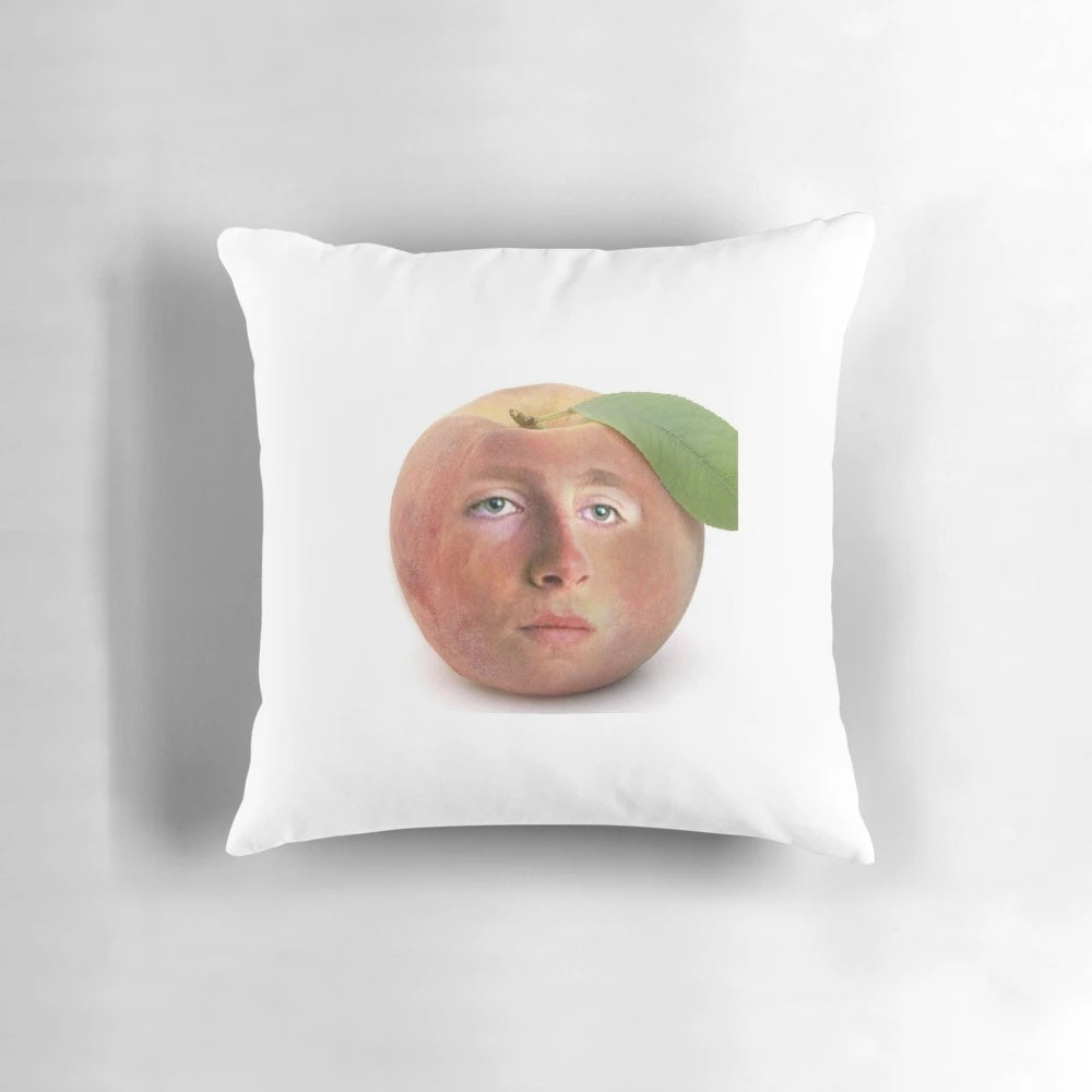Timothee Chalamet meme inspired peach-colored pillow