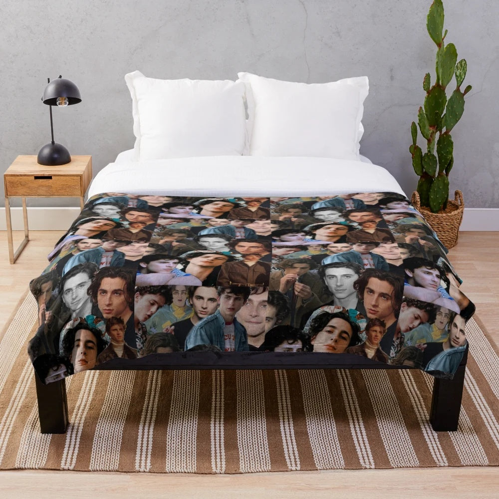 Timothee Chalamet Collage Design Plush Blanket