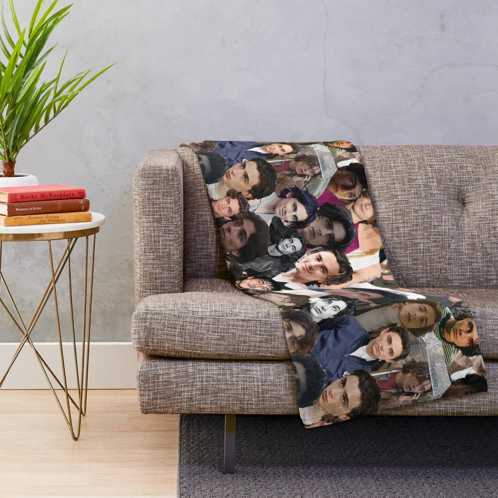 Timothee Chalamet inspired plush collage blanket