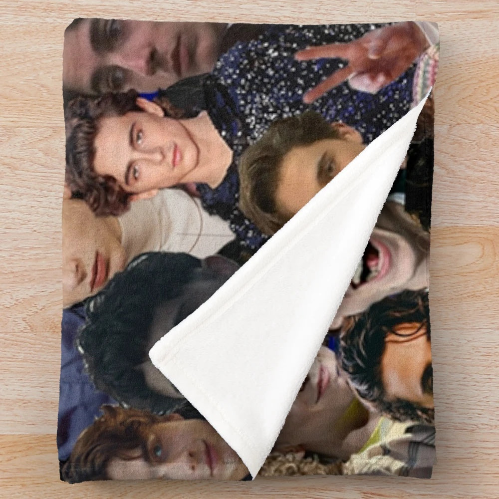 Timothee Chalamet inspired plush collage blanket